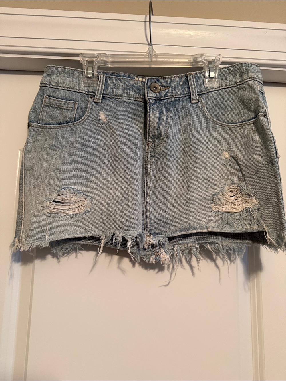 Mossimo Supply Co. Light Blue Denim Skirt with Printed Waistband